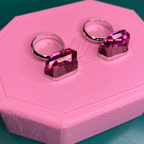 Swarovski Lucent Pink Ring Magnetic Rhodium Plated 5.5 NIB - Picture 14 of 16